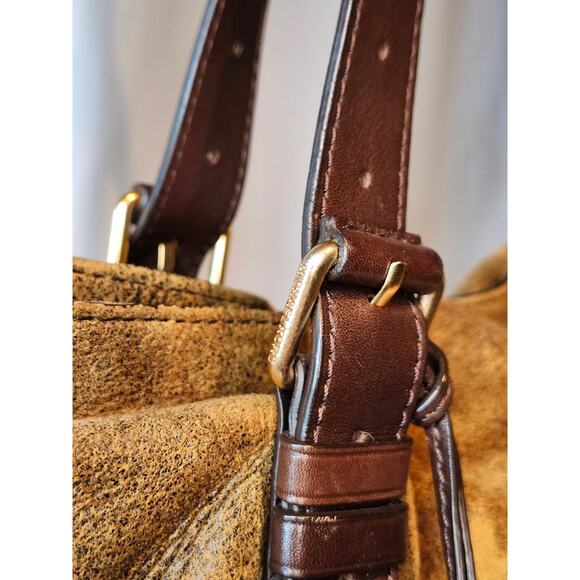 Michael Kors Suede Leather Tote Shoulder Bag adjustable strap MK Logo 2006 - Picture 3 of 16